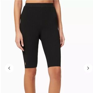 Authentic YSL Saint Laurent Black Ribbed Biker Bermuda Black Shorts sz 34 XS 2
